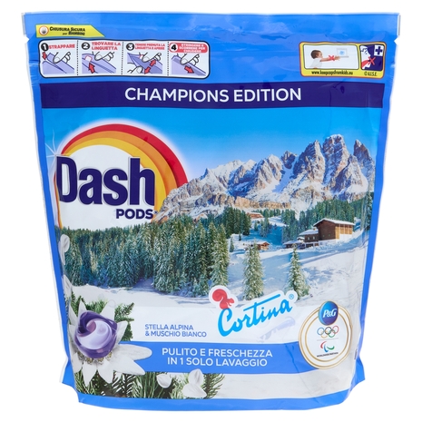 Dash Pods Detersivo Lavatrice In Capsule, Cortina Stella Alpina & Muschio Bianco, 60 Lavaggi 1176 g